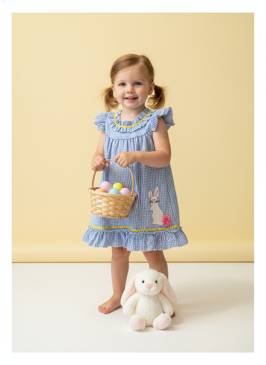 Blue gingham bunny dress - Aaria Tees Aaria Tees