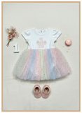 First birthday pastel tutu dress and matching headband bow - Aaria Tees Aaria Tees