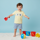 Smocked Beach ball boy short set. - Aaria Tees Aaria Tees