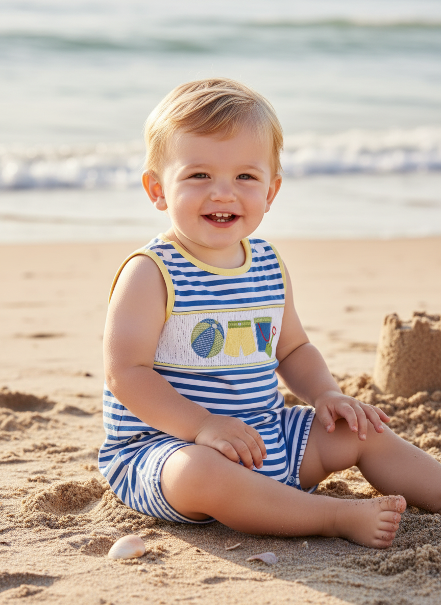 Beach day baby romper - Aaria Tees Aaria Tees