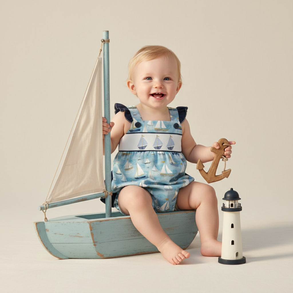 Sailboat Ruffle romper - Aaria Tees Aaria Tees