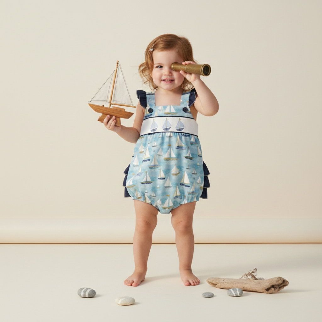 Sailboat Ruffle romper - Aaria Tees Aaria Tees