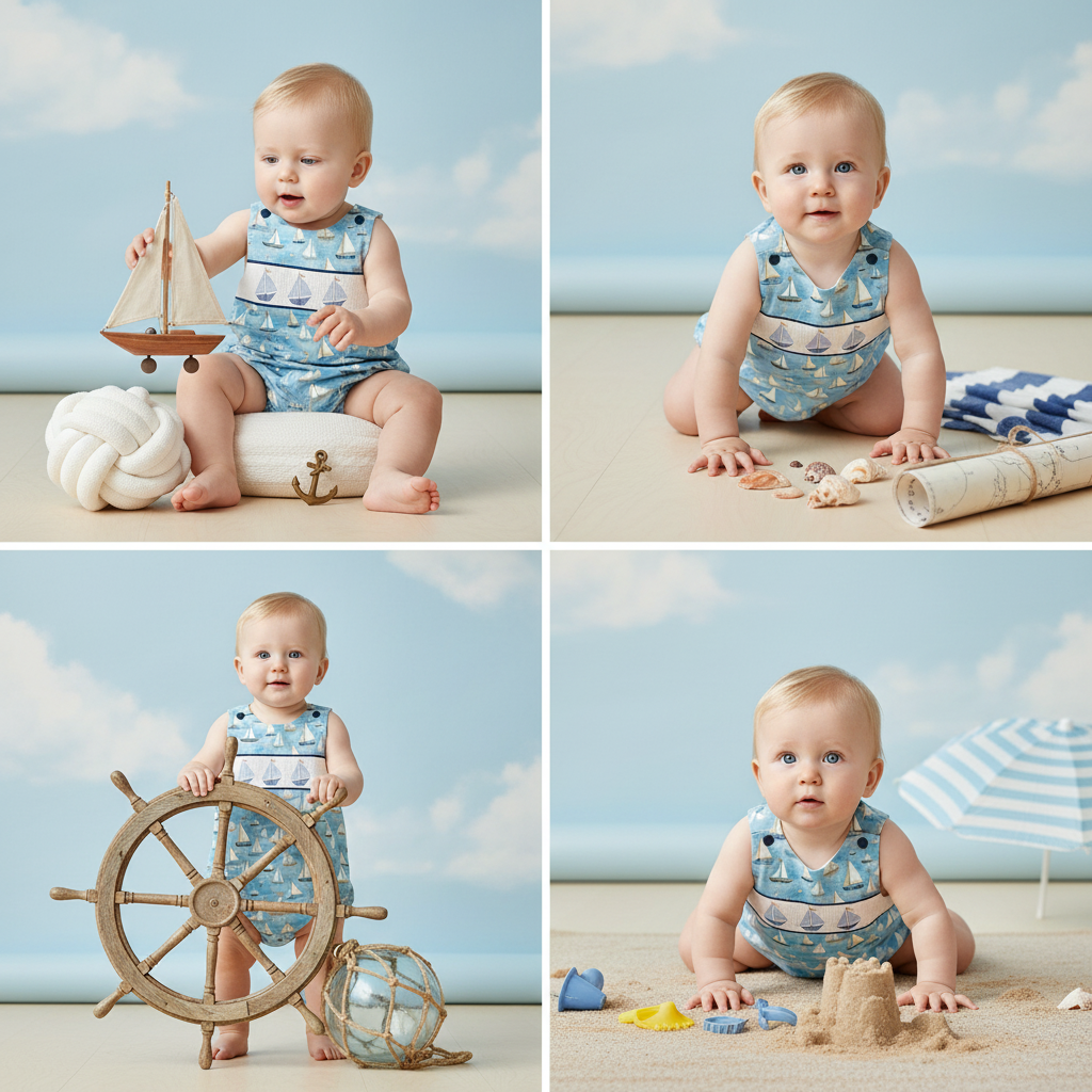 Smocked Sailboat romper - Aaria Tees Aaria Tees