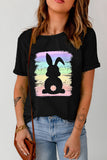 Black Rainbow Splash Easter Rabbit Graphic Tee Aaria Tees