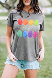 Gray Easter Eggs Print Crew Neck T Shirt Aaria Tees