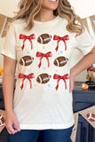 White Bowknot Rugby Graphic Crew Neck Tee Aaria Tees