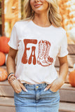White FALL Boots Cracking Graphic T Shirt Aaria Tees