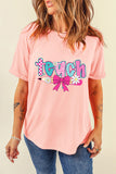 Pink Preppy Retro Checkered Coquette Teach Graphic T-Shirt - Aaria Tees Aaria Tees