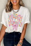 White Hippity Hoppity Graphic Loose Tee Aaria Tees