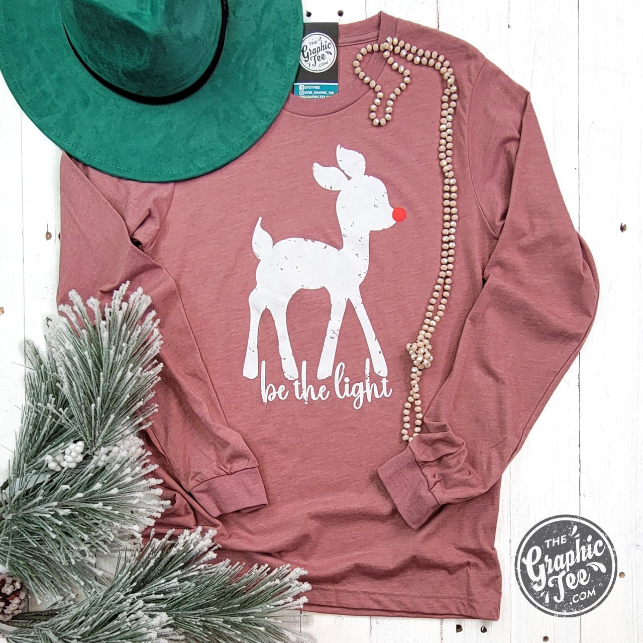 Be The Light Heather Mauve Long Sleeve Tee - Aaria Tees Aaria Tees