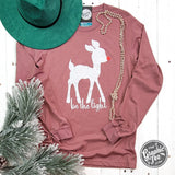 Be The Light Heather Mauve Long Sleeve Tee - Aaria Tees Aaria Tees