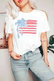 White American Flag Bow Knot Print Crew Neck T Shirt Aaria Tees