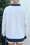 Light Grey Polka Dot Contrast Trim JESUS Letter Graphic Sweatshirt Aaria Tees