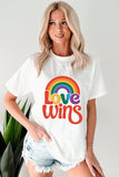 White Love Wins Pride Rainbow Graphic Casual T Shirt Aaria Tees