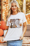 White FALL Letter Print Western Thanksgiving Graphic T-Shirt - Aaria Tees Aaria Tees
