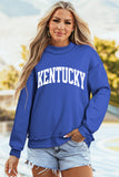 Dark Blue KENTUCKY Leopard KY Letter Print Reversible High Neck Sweatshirt - Aaria Tees Aaria Tees