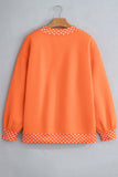 Orange Polka Dot Contrast Trim BOO Letter Print Baggy Graphic Sweatshirt Aaria Tees