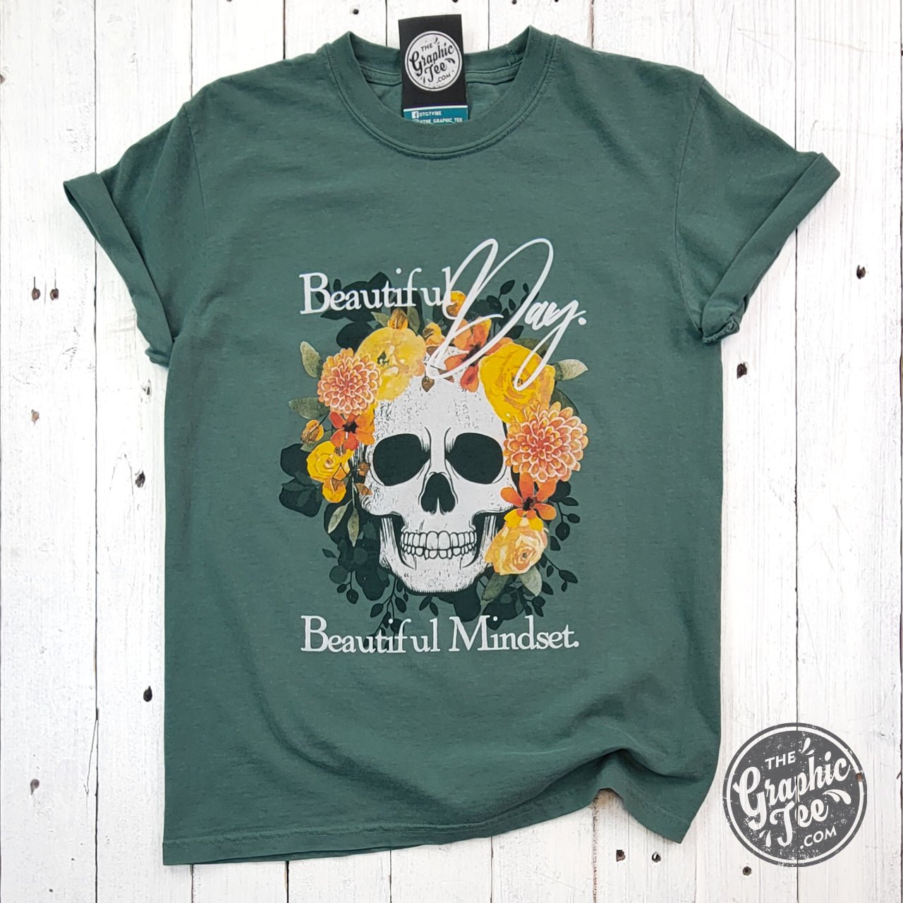 Beautiful Day. Beautiful Mindset. Pigment Dyed Short Sleeve Tee - Aaria Tees Aaria Tees