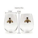 Jeweled Bee Stemless Wine Glasses Aaria Tees