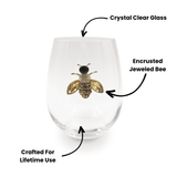 Jeweled Bee Stemless Wine Glasses Aaria Tees