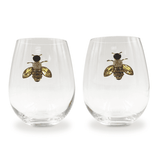 Jeweled Bee Stemless Wine Glasses Aaria Tees