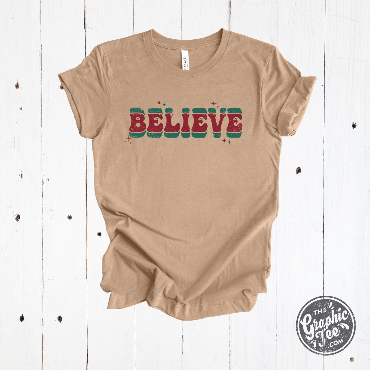 Believe Heather Tan Unisex Short Sleeve Tee - Aaria Tees Aaria Tees