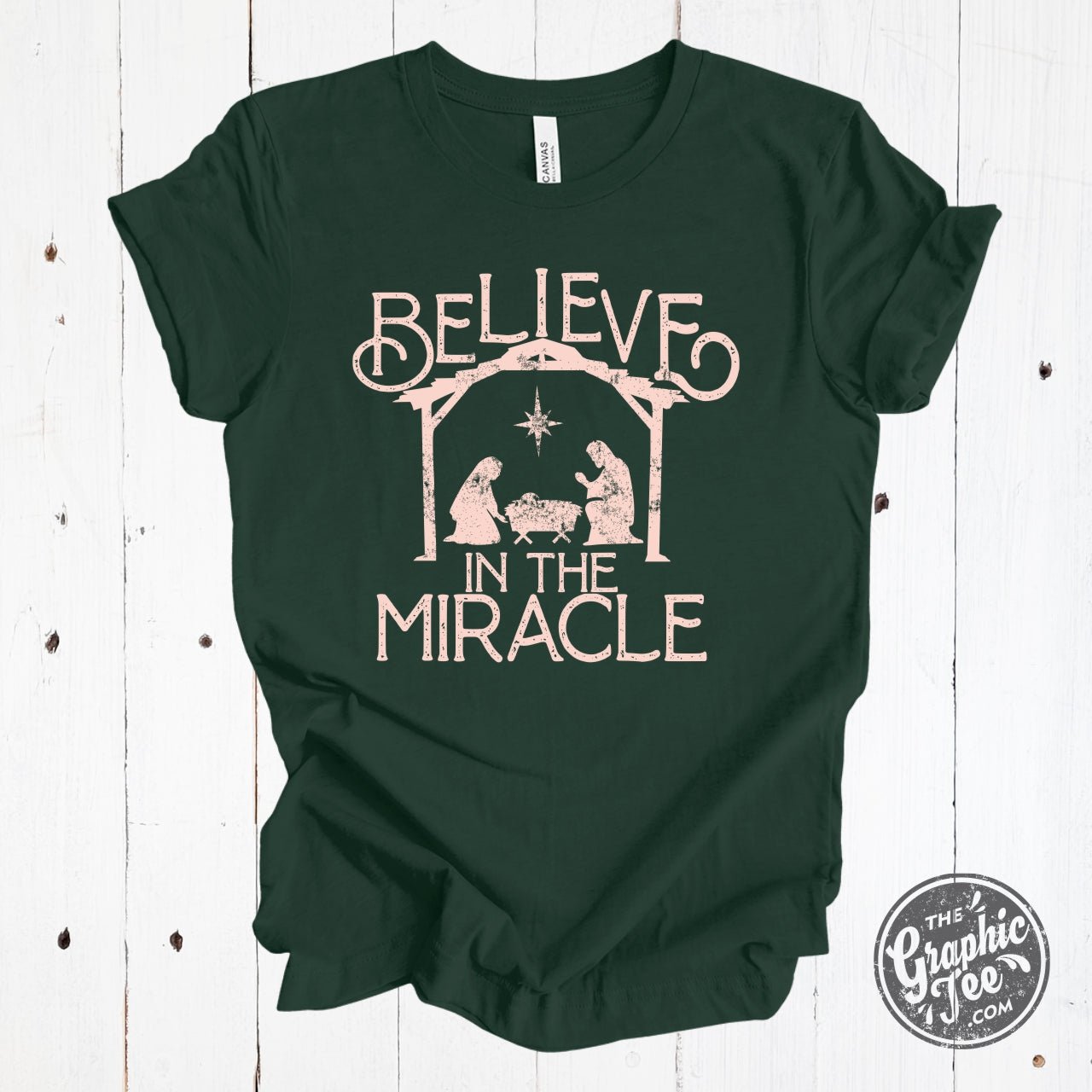 Believe In The Miracle Forest Green Short Sleeve Tee - Aaria Tees Aaria Tees