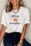 White Embroidered Pumpkin Slogan Short Sleeve T-Shirt - Aaria Tees Aaria Tees
