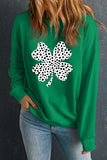 Dark Green St Patricks Day Spotty Clover Graphic Sweatshirt Aaria Tees