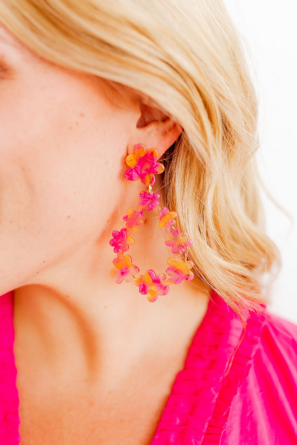 Bianca Statement Earrings - Pink Tangerine - Aaria Tees Aaria Tees