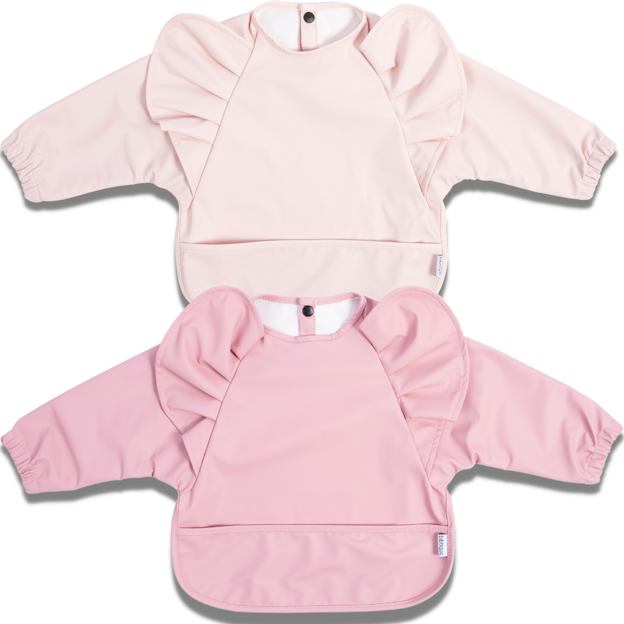Long Sleeve Ruffle Angel Bibs - Peach Blush & Peony 2 Pack Bundle - Aaria Tees Aaria Tees