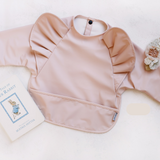 Long Sleeve Ruffle Angel Bibs - Peach Blush & Peony 2 Pack Bundle - Aaria Tees Aaria Tees