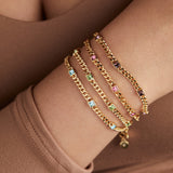 March Birthstone Aquamarine Curb Chain Bracelet - Aaria Tees Aaria Tees