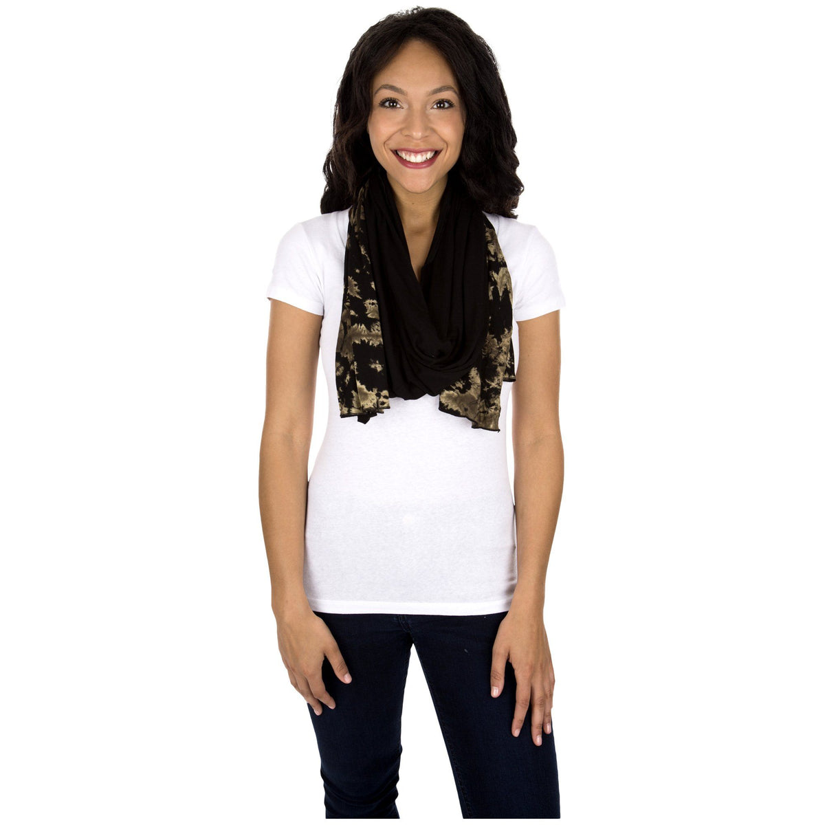 Black & Beige Tie-Dye Spirit Scarf - Aaria Tees