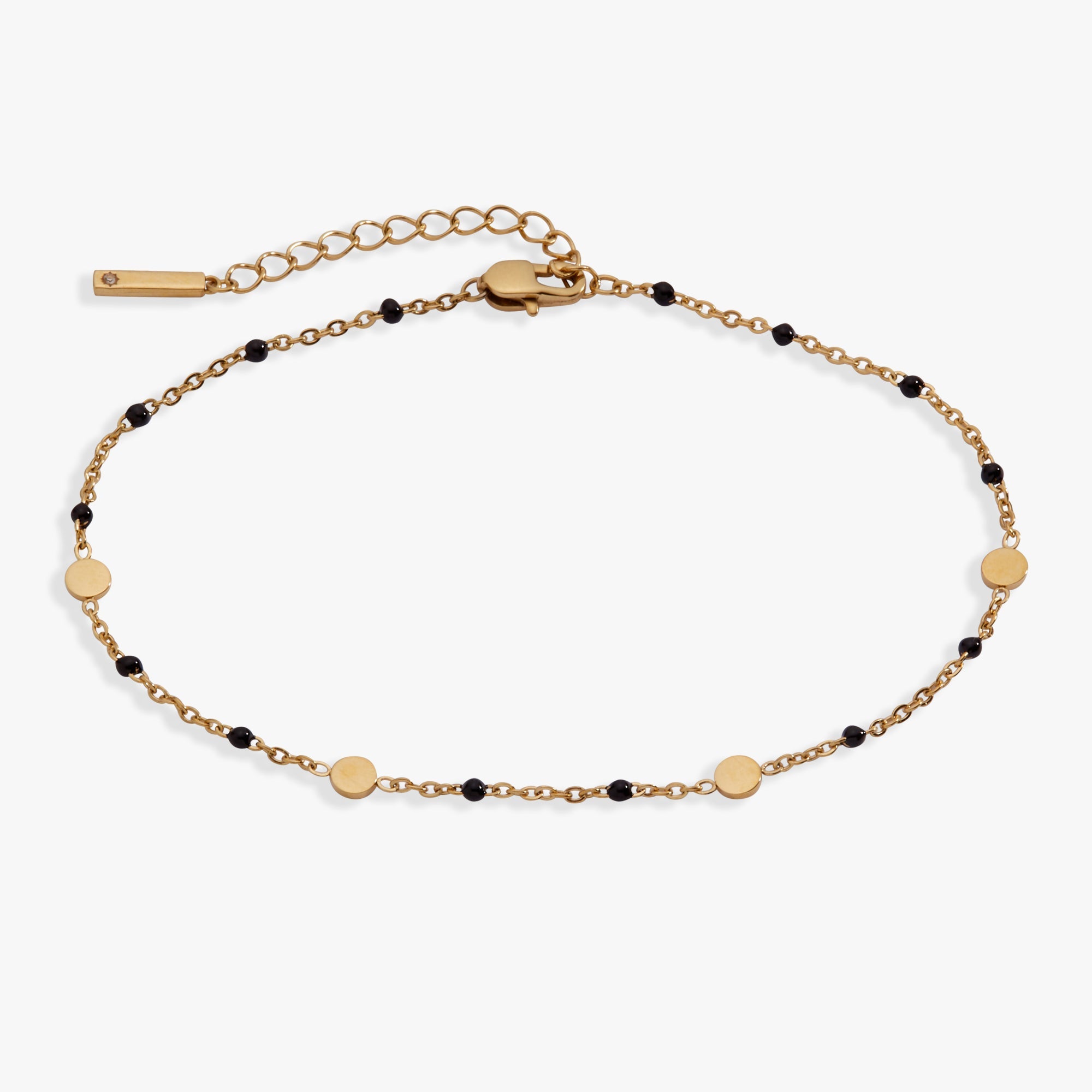 Black Enameled Chain Coin Station Anklet - Aaria Tees Aaria Tees