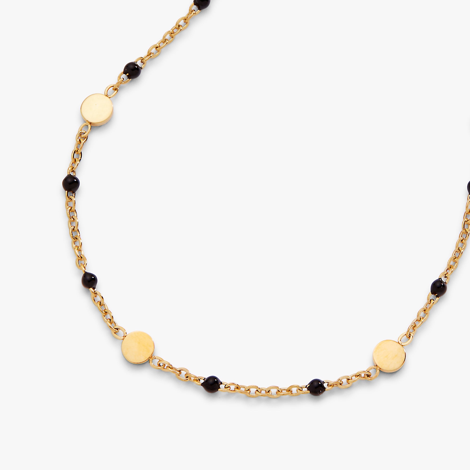 Black Enameled Chain Coin Station Anklet - Aaria Tees Aaria Tees