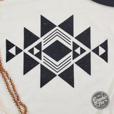 Black Quilt Pattern Heather Natural Short Sleeve Tee - Aaria Tees Aaria Tees