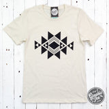 Black Quilt Pattern Heather Natural Short Sleeve Tee - Aaria Tees Aaria Tees