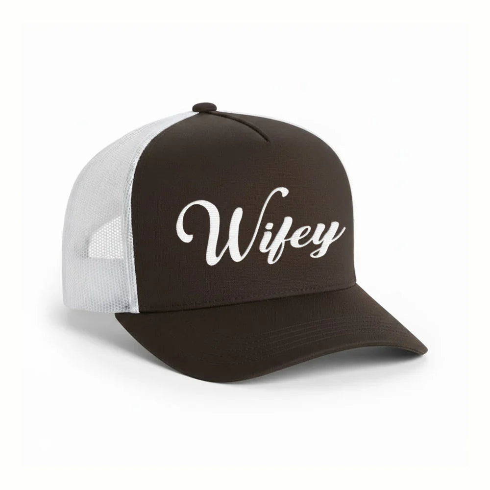 Embroidered Wifey Trucker Hat – Classic Mesh Cap for Wedding or Anniversary - Aaria Tees Aaria Tees