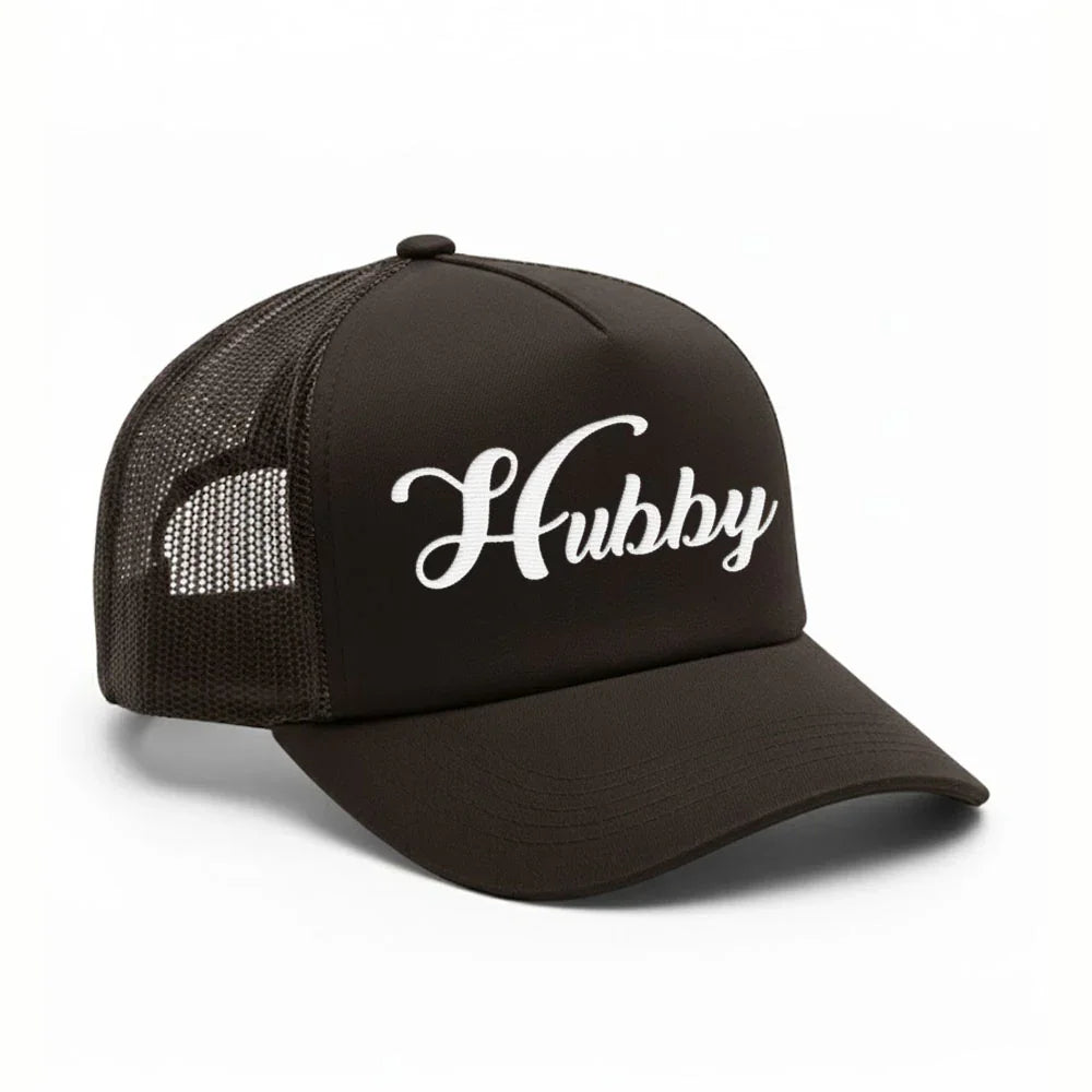 Embroidered Hubby Trucker Hat – Classic Mesh Cap for Wedding or Anniversary - Aaria Tees
