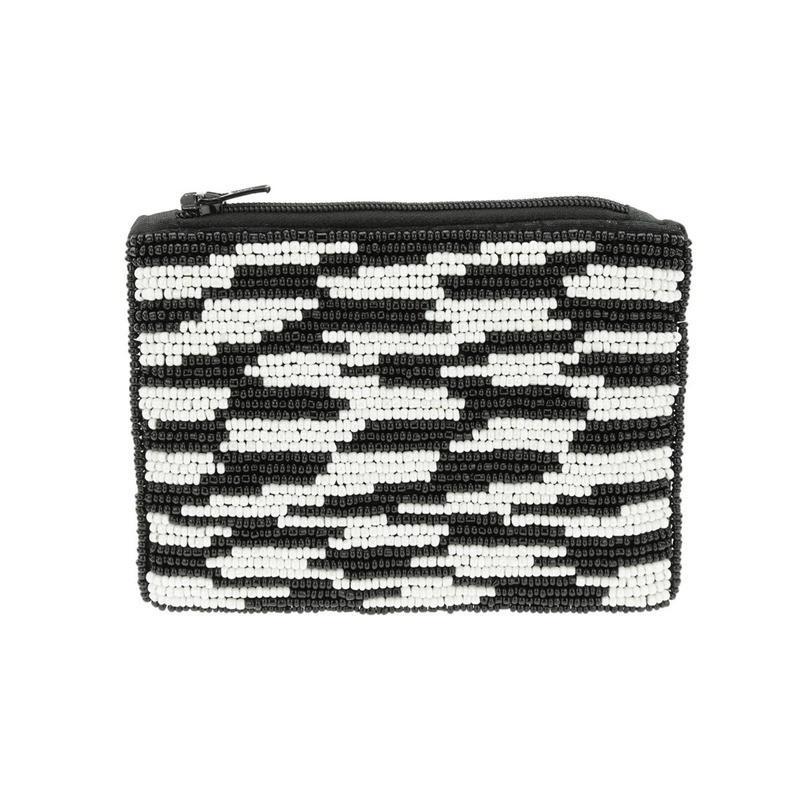 Black and White Beaded Pouch - Aaria Tees Aaria Tees