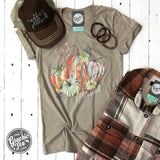 Blessed Pumpkin Heather Tan Short Sleeve Tee - Aaria Tees Aaria Tees