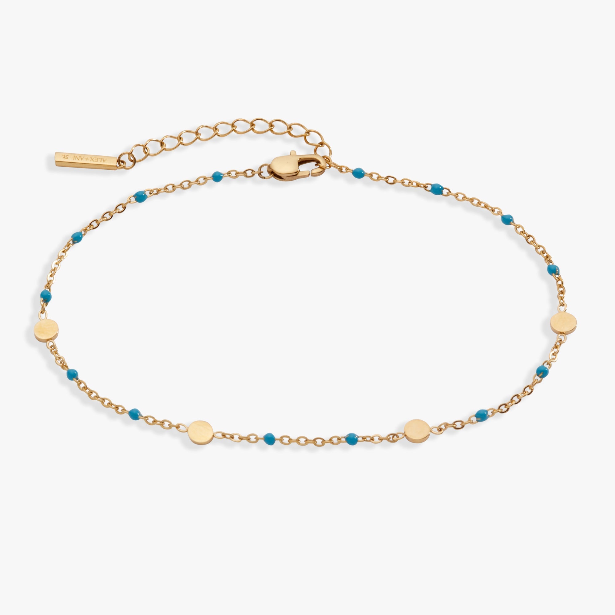 Turquoise Enameled Chain Coin Station Anklet - Aaria Tees Aaria Tees