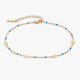 Turquoise Enameled Chain Coin Station Anklet - Aaria Tees Aaria Tees