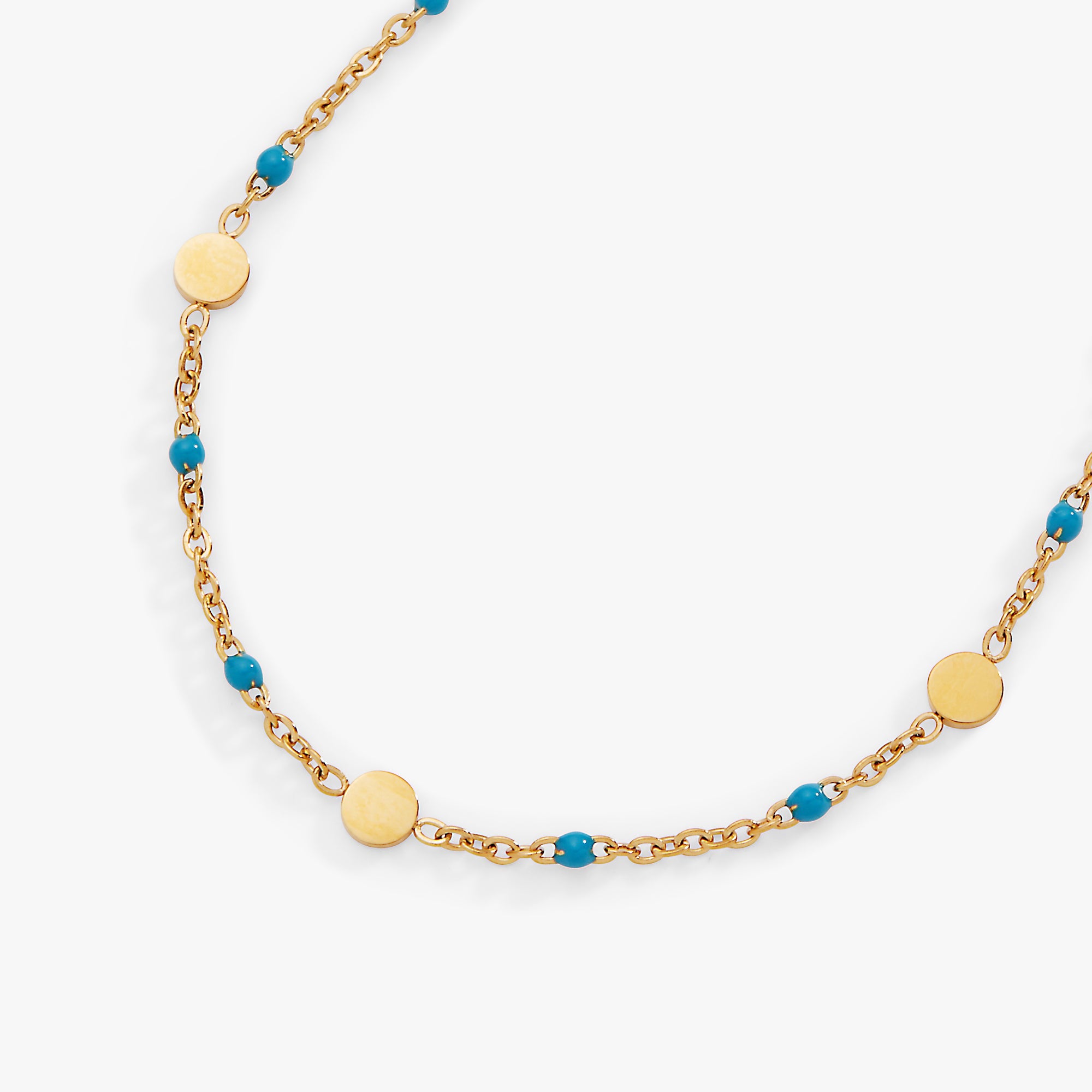 Turquoise Enameled Chain Coin Station Anklet - Aaria Tees Aaria Tees
