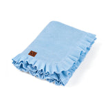 Ruffled Edge Knit Baby Blanket in Baby Blue - Aaria Tees Aaria Tees
