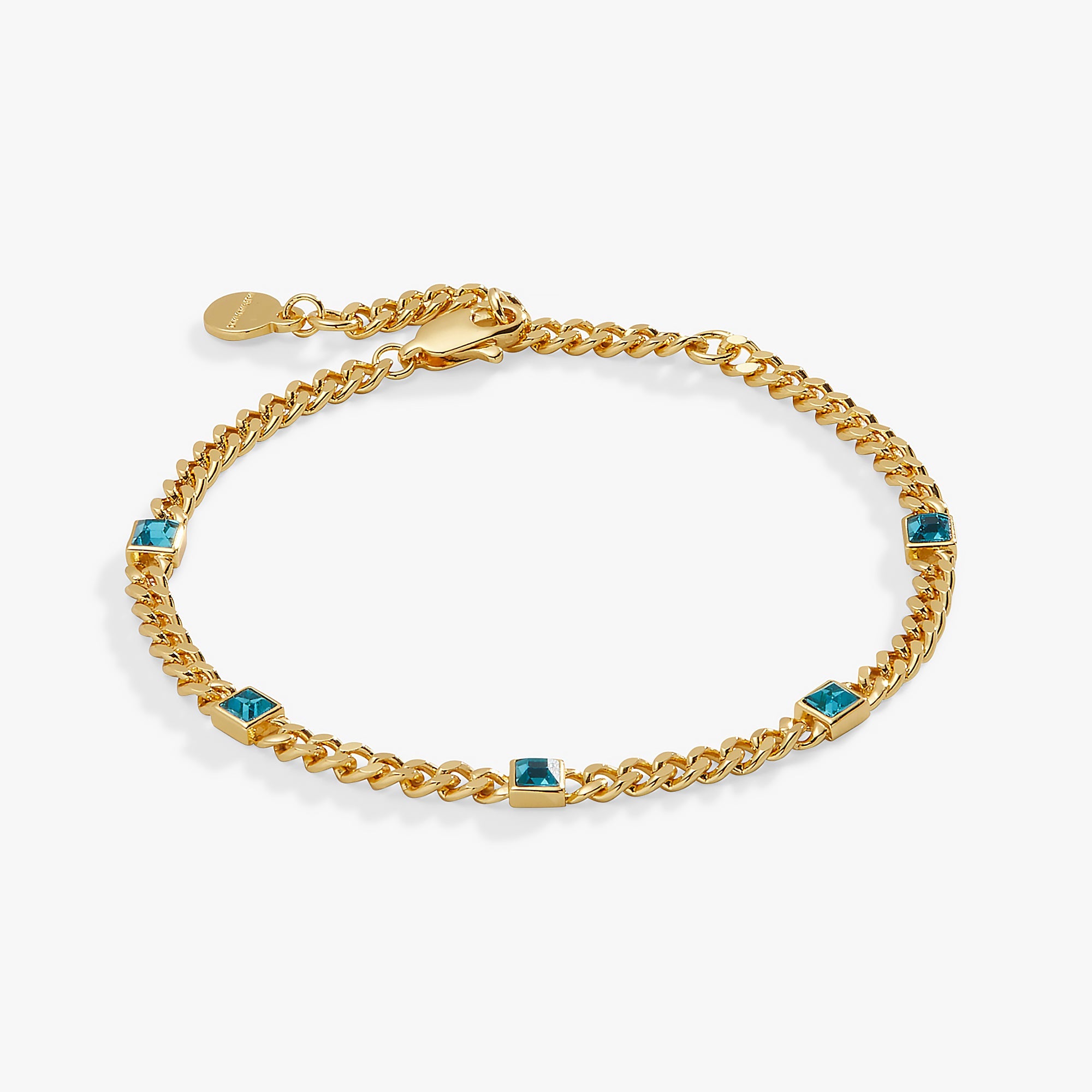 December Birthstone Blue Zircon Curb Chain Bracelet - Aaria Tees Aaria Tees
