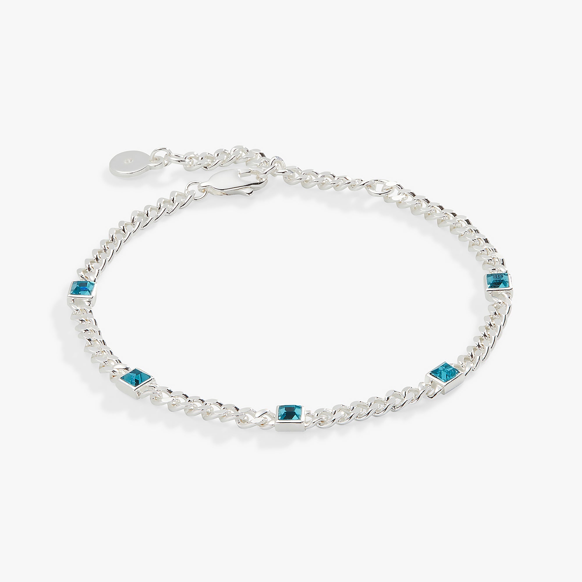 December Birthstone Blue Zircon Curb Chain Bracelet - Aaria Tees Aaria Tees