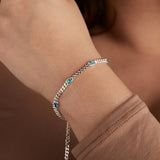 December Birthstone Blue Zircon Curb Chain Bracelet - Aaria Tees Aaria Tees