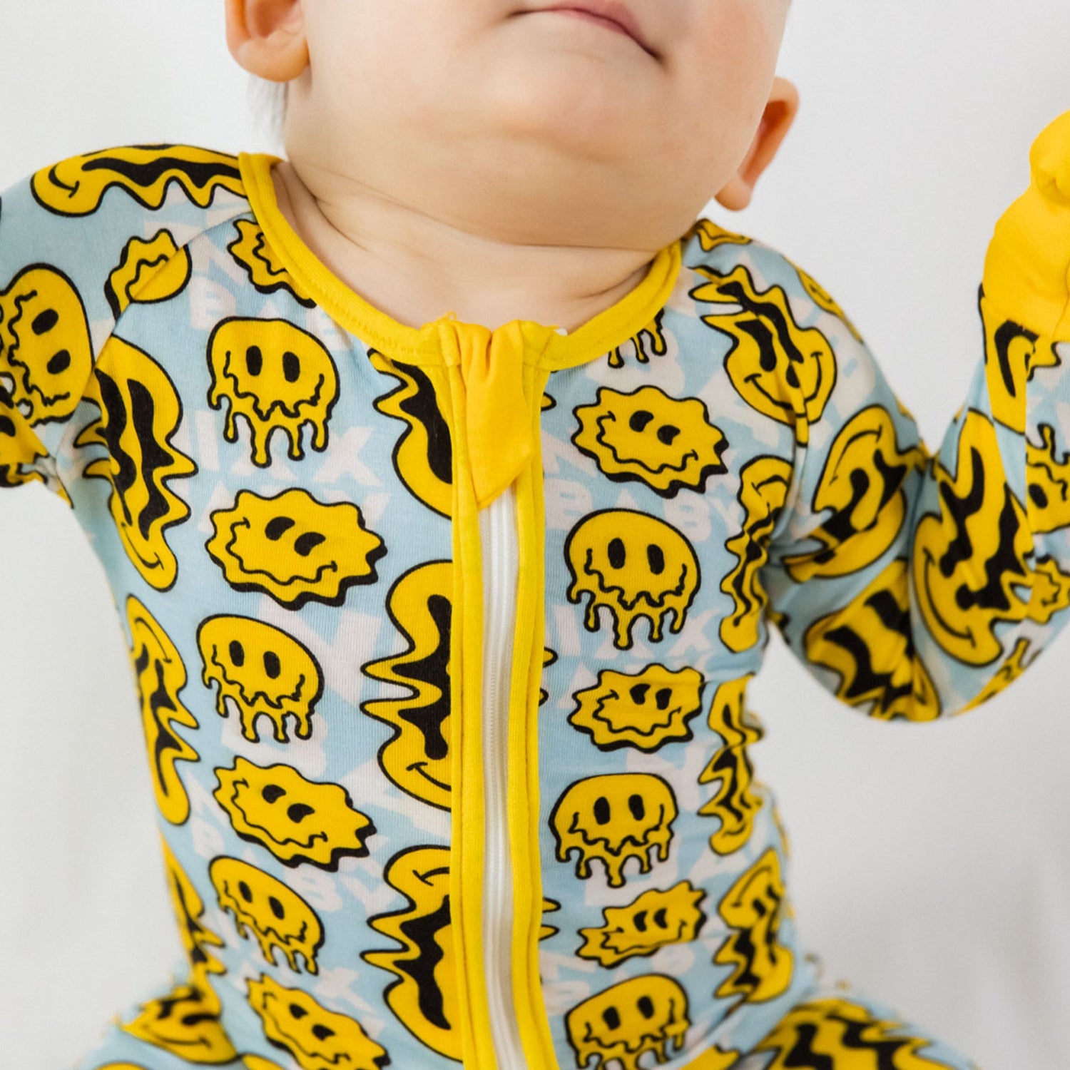 TRIPPY SMILES BLUE BAMBOO ZIPPY - Aaria Tees Aaria Tees